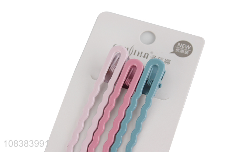 Yiwu wholesale simple color wave duckbill hairpins for girls