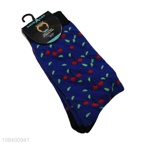 Top sale cotton printed breathable crew socks wholesale