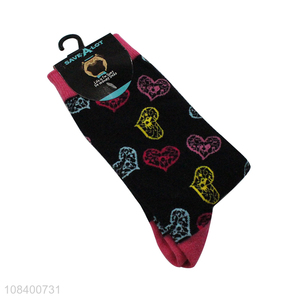 Yiwu wholesale heart pattern fashion cotton socks crew socks