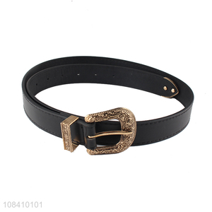 New arrival women belts pu leather waist belt with unique western buckle