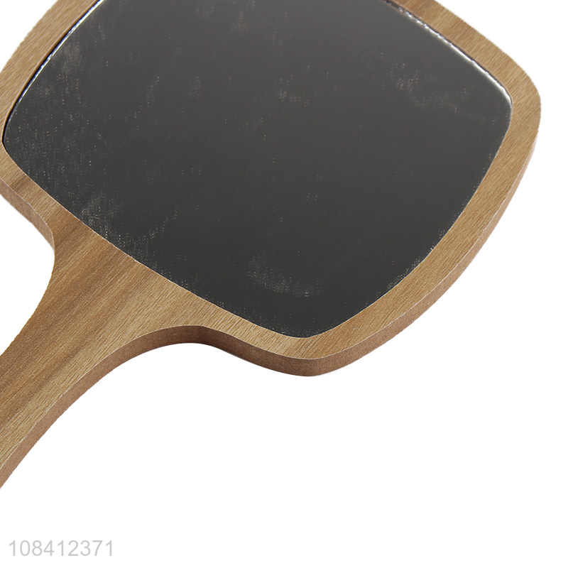 Online wholesale handheld cosmetic makeup mirror with wooden frame