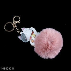 Latest design lovely fluffy fur pompom <em>key</em> <em>chain</em> handbag pendant