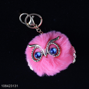 High quality fluffy  keychain furry ball pompom <em>key</em> <em>chain</em> wholesale