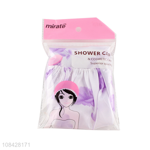 Low price wholesale printed satin trim <em>shower</em> <em>cap</em>