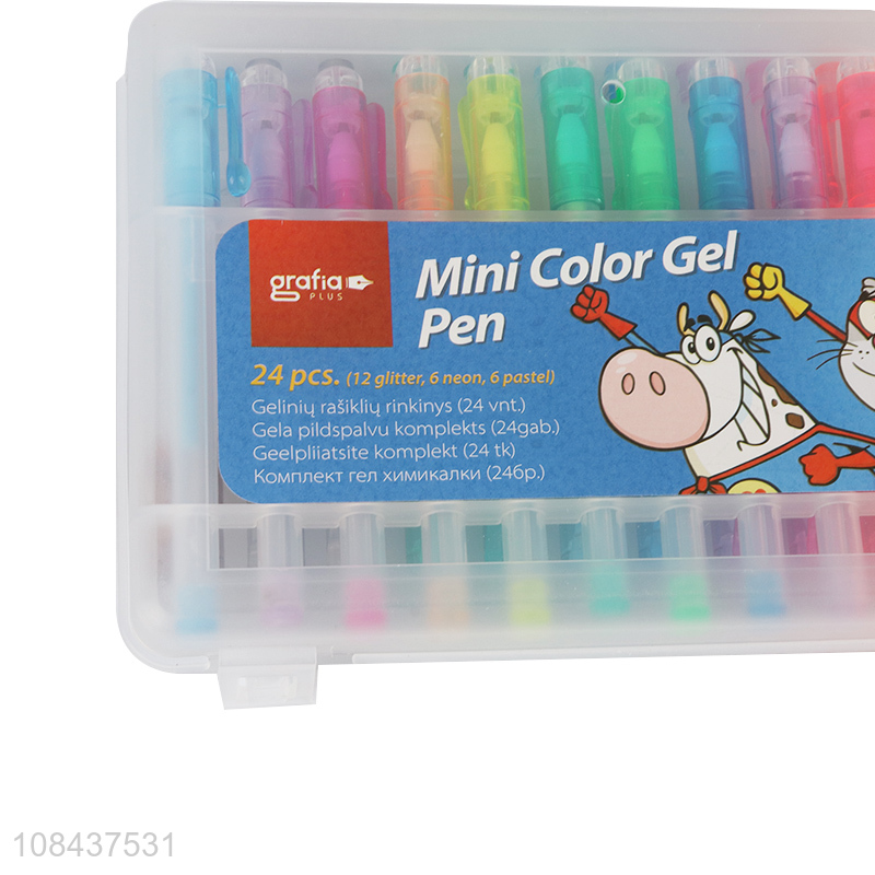 Factory price 24pieces multicolor mini color gel pen set