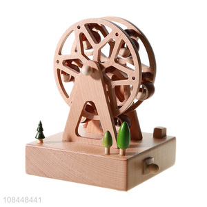 Wholesale sky wheel beech music box wooden crafts women kids girls gifts