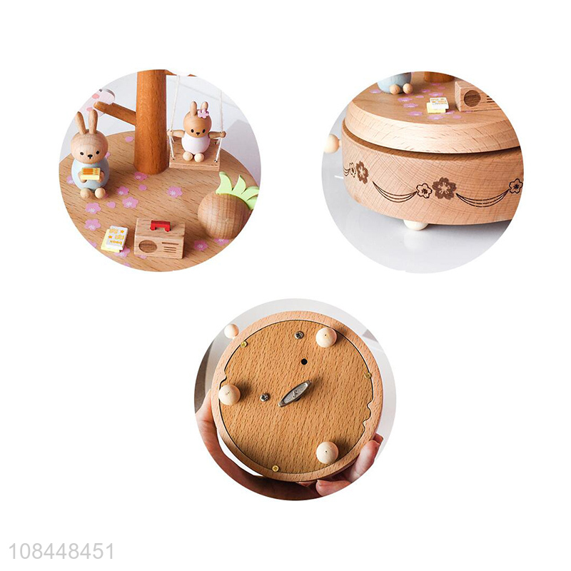 Wholesale lovely rabbit music box beech musical box Christmas birthday gifts