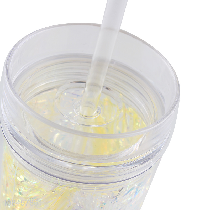 Wholesale summer water cup double walled insulated water tumbler with straw