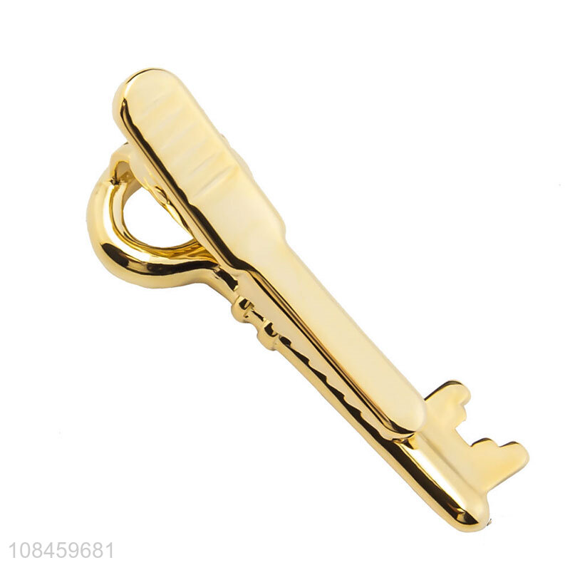 Best selling golden key tie clips high-end collar pins