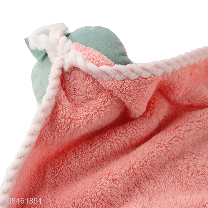 Wholesale cute soft water absorbent coral fleece hand towels for kids