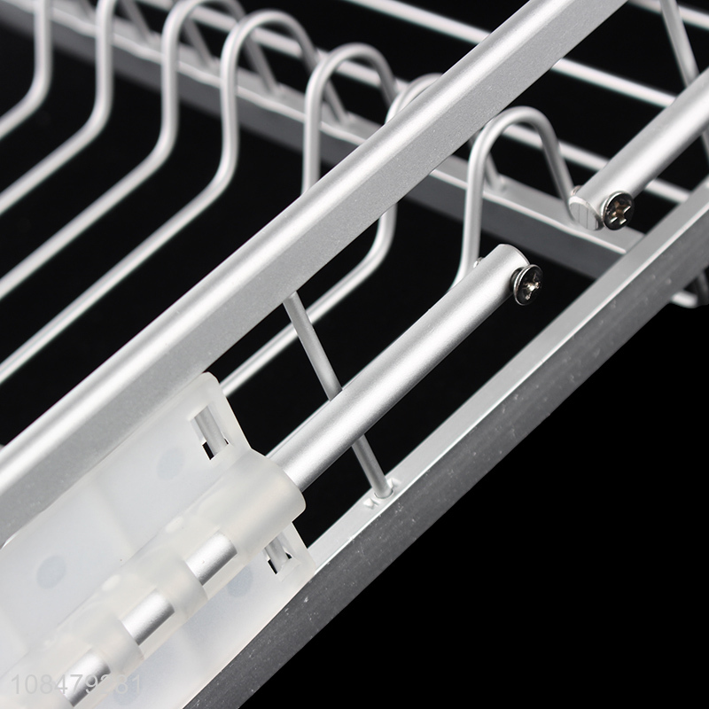 High quality expandable aluminum wire dish drying rack utensil holder