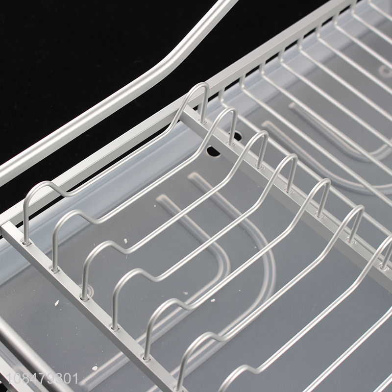 Best quality heavy duty aluminum wire dish rack with utensils holder