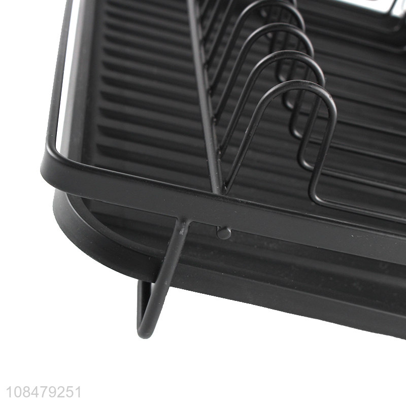 Hot selling kitchen countertop iron wire dish rack with cutlery holder