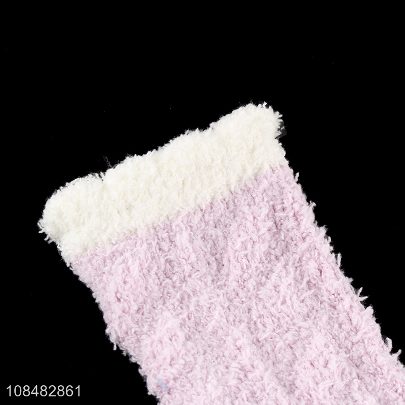 Factory supply women girls warm socks fuzzy coral fleece socks