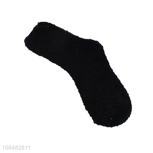 Wholesale solid color coral fleece socks cozy thick floor socks