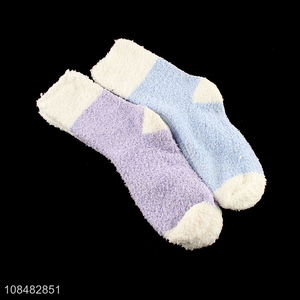 Wholesale warm coral fleece socks floor socks for women girls