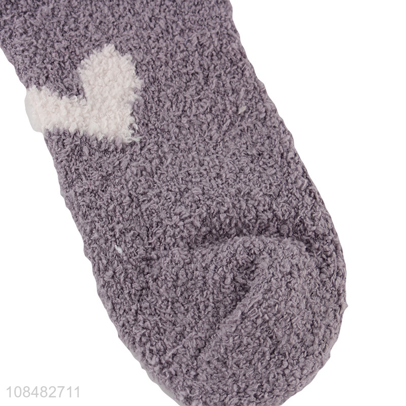 Hot selling cozy warm fleece lined sleeping socks for women