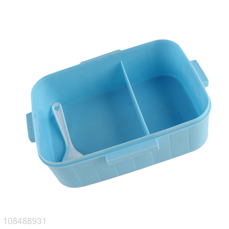 Yiwu market 2compartment plastic lunch box with spoon