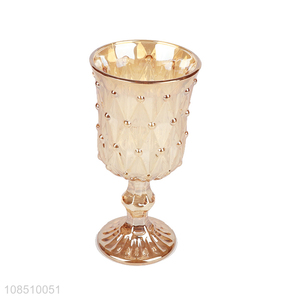 High quality embossed champagne goblet stemmed vintage wine glasses