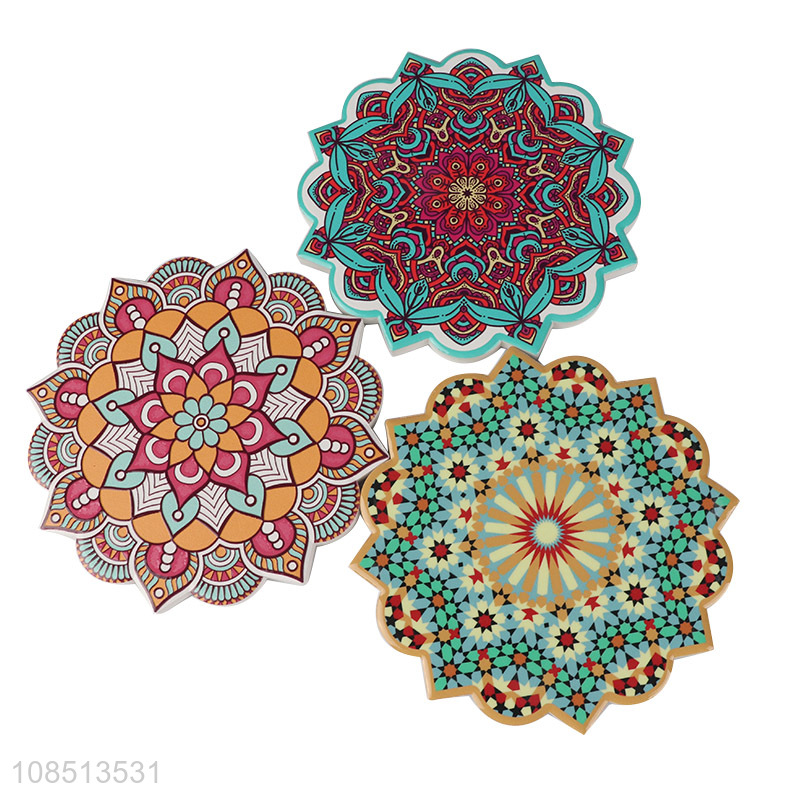 Factory price mandala ceramic coasters absorbent coasters for drinks