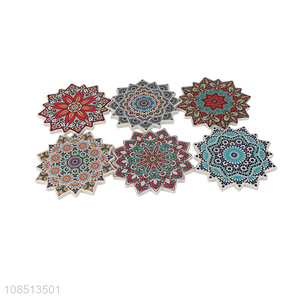 Wholesale mandala coaster ceramic coaster with cork base for wooden table