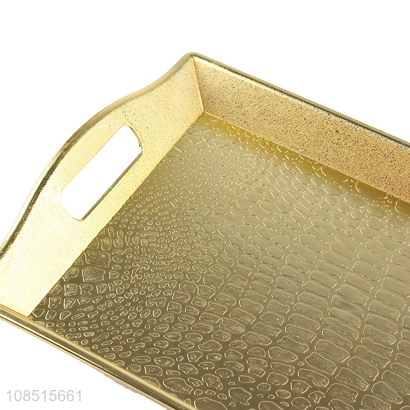 Wholesale rectangular metallic plastic serving tray with handles