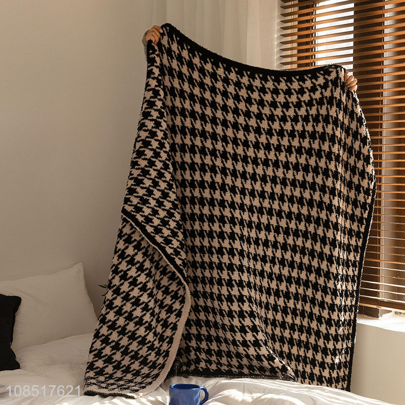 Best sale thick soft reversible fluffy houndstooth throw blanket