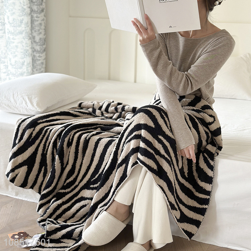 Wholesale zebra grain throw blanket comfy microfiber blanket