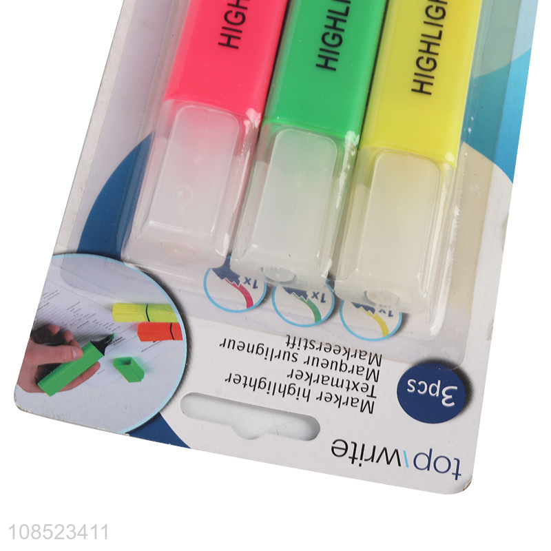 Most popular 3pieces school office highlighter pen for stationery