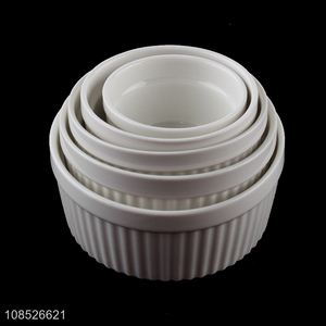 Factory price round ceramic ramekin souffle cup baking dish