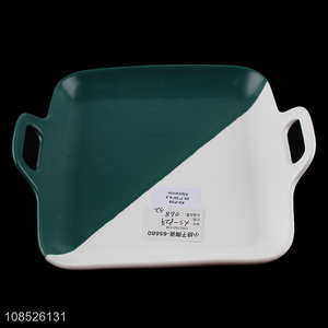 High quality microwavable safe double ears ceramic baking dish