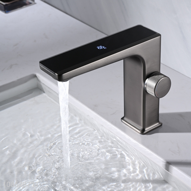 Wholesale electric basin faucet with digital display for kitchen bathroom