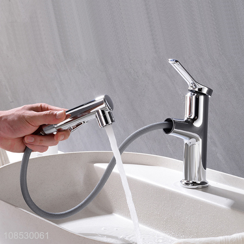 Factory price stainless steel bathroom sink faucet with pull down sprayer