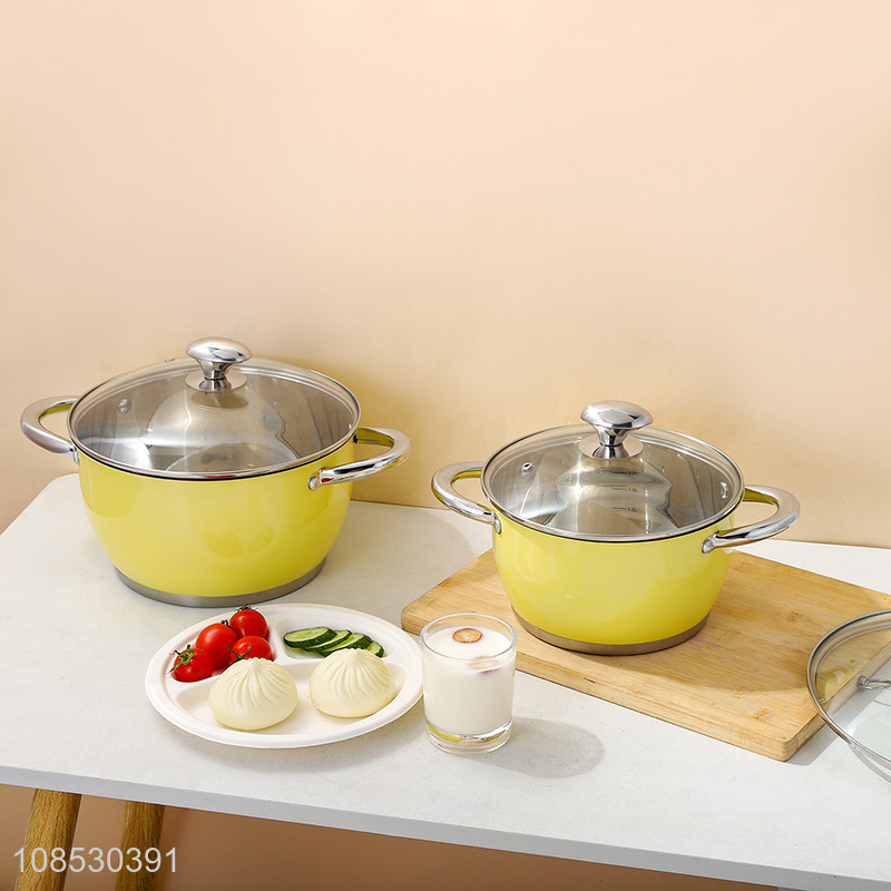 High quality 4pcs stainless steel cookware set with soup pot milk pot frying pan