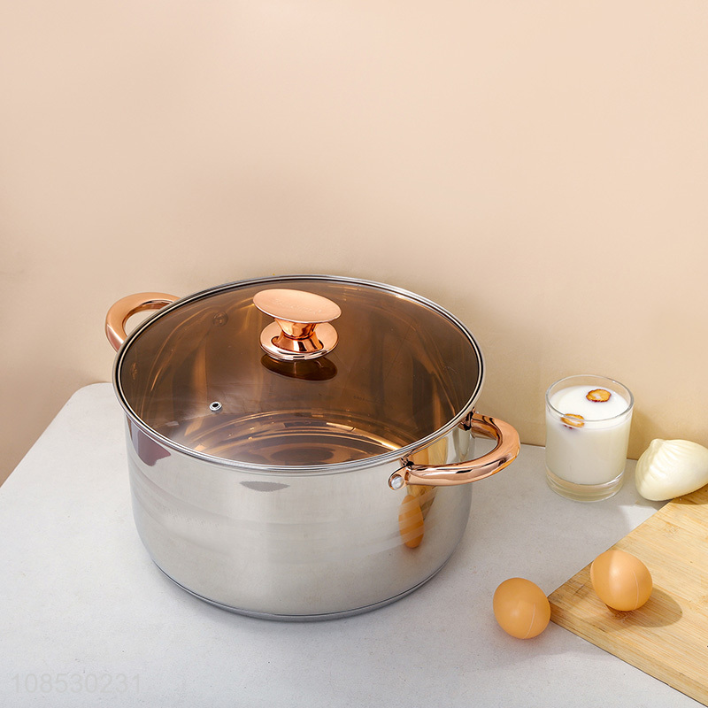 Wholesale non-stick stainless steel soup pot stock pot with glass lid