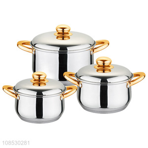 China imports 3pcs food grade stainless steel soup pot saucepan set with lid