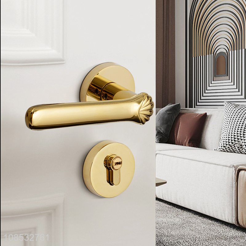 Top quality golden mute door lock bathroom door handle for sale