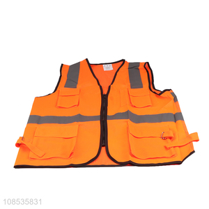 Factory supply high visibility reflective safety vest with pocket