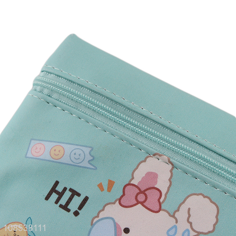 Factory price cartoon printed pu leather pen bag pencil bag