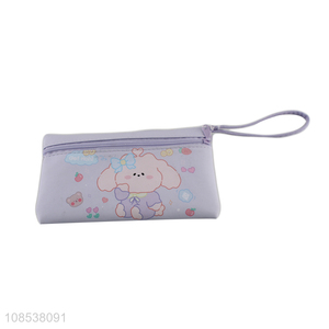 Wholesale cute cartoon prints pu leather pencil bag for kids