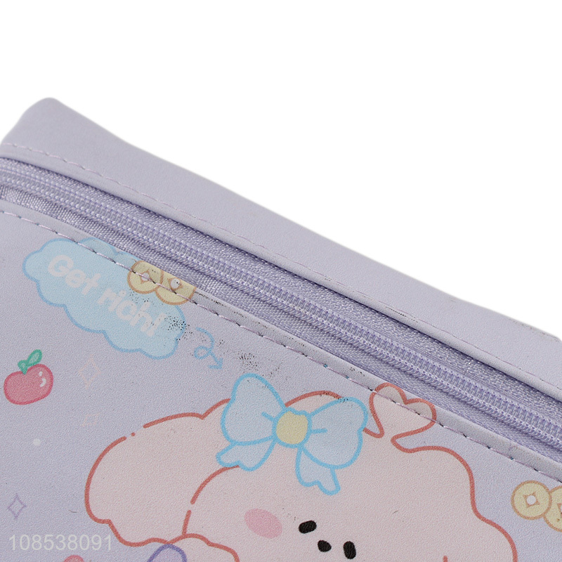 Wholesale cute cartoon prints pu leather pencil bag for kids