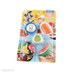 Good sale cartoon food series eraser set for stationery