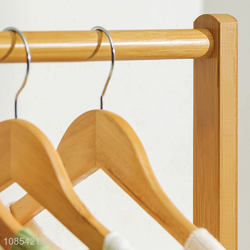 Wholesale free standing bamboo clothing rack shoe storage oragnizer