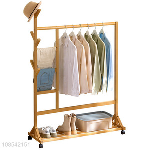 Wholesale free standing bamboo clothing rack shoe storage oragnizer