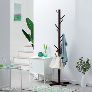 Wholesale hallway bedroom wood coat rack free standing wooden coat stand