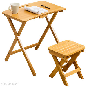 Wholesale household folding bamboo study desk and stool set for chilldren