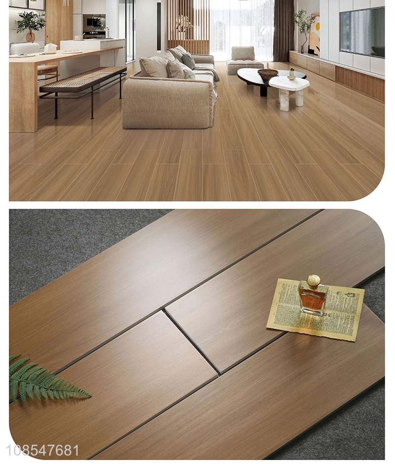 Latest design glazed wood grain tile imitation solid wood floor tile