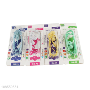 Wholesale candy-colored stereo wired in-ear earbuds for women girls