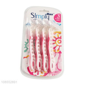 High quality 3 blades disposable razors plastic handle razors