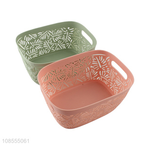 Yiwu market plastic hollow storage basket wirh handle